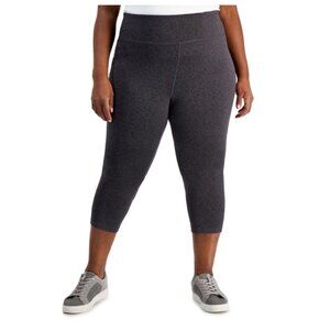 IDEOLOGY Womens Moisture Wicking Cropped Leggings, Black Charcoal, 1X